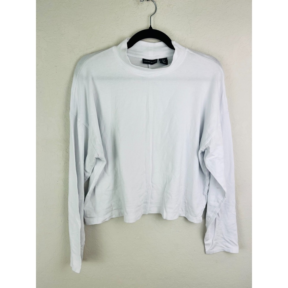 Adrienne Vittadini Top Women XL‎ White Long Sleeve Crop Capsule Preppy
